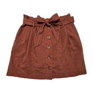 Hollister Ultra High Rise Mini Skirt Paperbag Boho Indie Cottage Linen Medium